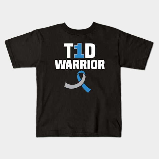 Support T1d WARRIOR diabetes blue Rainbow Type 1 Diabetes Awareness Kids T-Shirt by UNXart